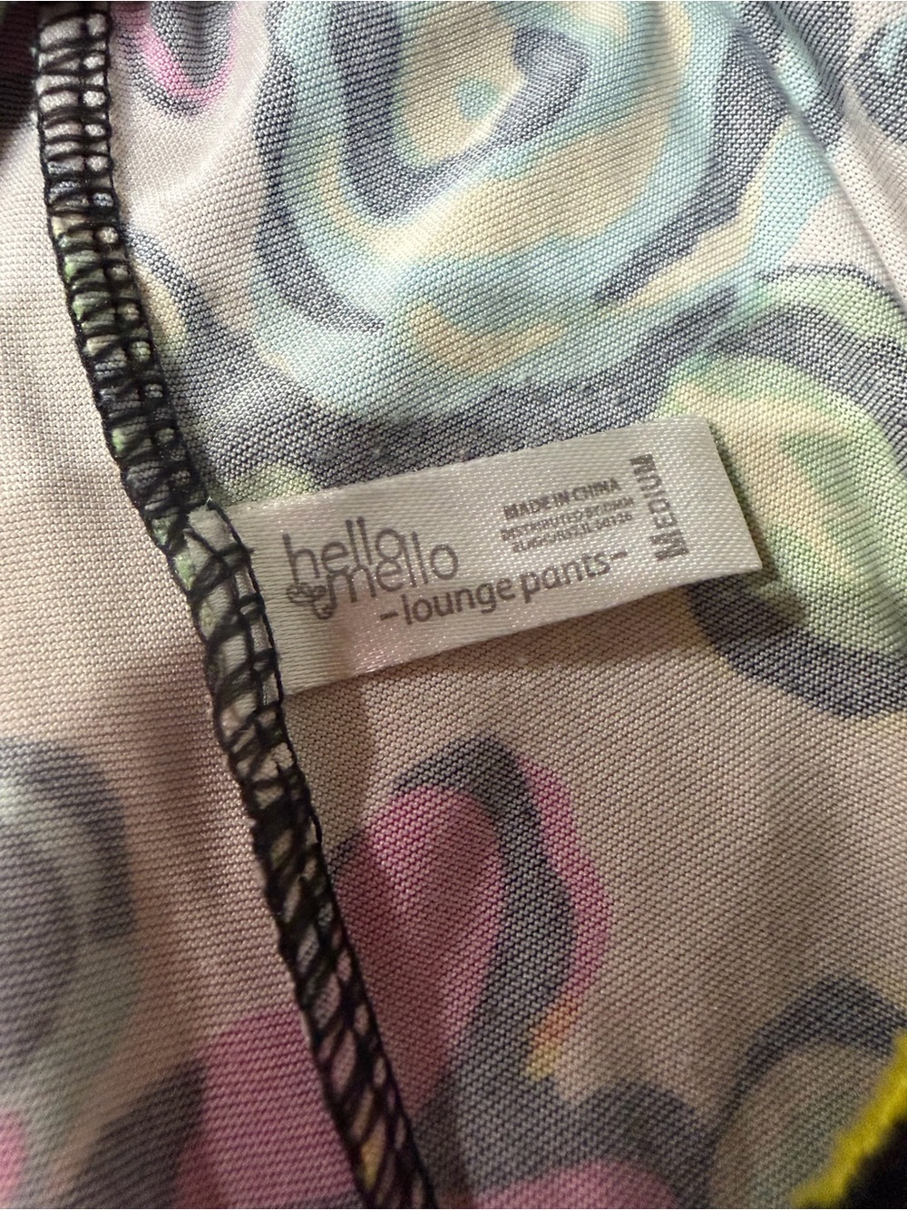 Floral Print Women's Pajama Pants - White with Pink, Blue & Yellow Flowers - Picture 2 of 2